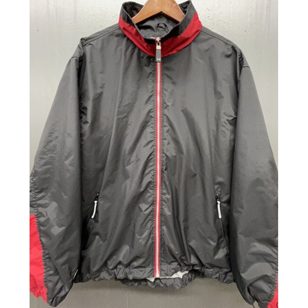 Holloway Jacket Men XL Black Red‎ Full Zip Pockets Lined Coated Windbreaker Golf